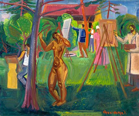 Artist Colony of Szentendre, 1934 by Istvan Ilosvai Varga - Auction record, sale price, and art valuation. Compare with similar artists and explore comparable artworks.