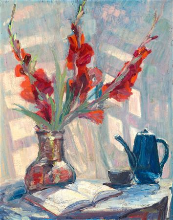 Lights Creeping Through the Window (A Cup of Tea) by Sandor Szolnay - Auction record, sale price, and art valuation. Compare with similar artists and explore comparable artworks.