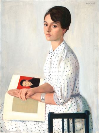 Young Girl in a Polka Dress with Dürer Album