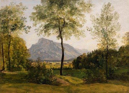 München Landschaft mit dem Untersberg bei Salzburg.