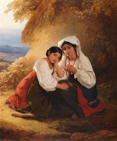 Rom Zwei Mädchen in Albaner Tracht. 1838.