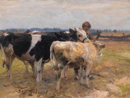Hirte mit drei Jungrindern. 1913