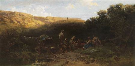 Lagernde Karrner (Rast der Streuner), 1870.