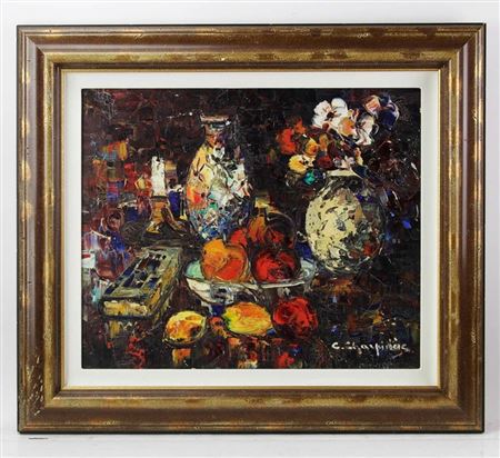 Still life flowers and fruit