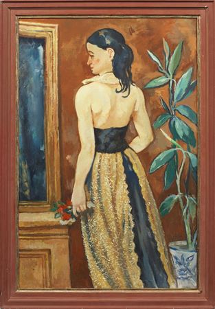 Elegante junge Dame mit Blumenstrauß in einem Interieur by Otto Schubert - Auction record, sale price, and art valuation. Compare with similar artists and explore comparable artworks.