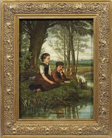 Two children at the river by Julius Wagner - Auction record, sale price, and art valuation. Compare with similar artists and explore comparable artworks.