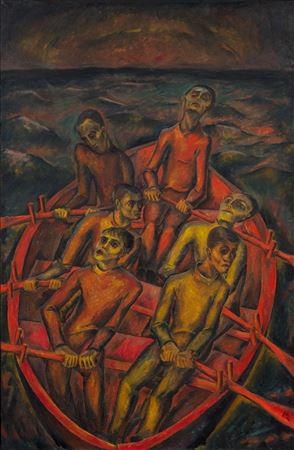 Überfahrt mit Selbstbildnis (Crossing ,with self-portrait). Circa 1920. by Ignaz Epper - Auction record, sale price, and art valuation. Compare with similar artists and explore comparable artworks.