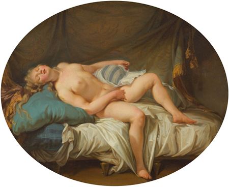 Female nude with a letter.