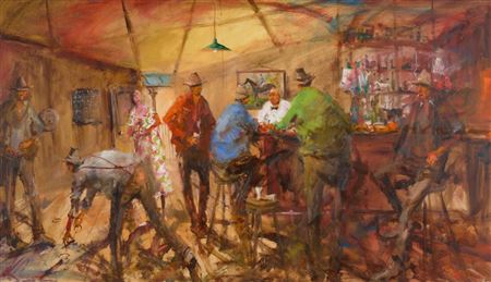 A Confidential Moment in the Bar of the Cattle Camp Hotel, Charleville, Queensland