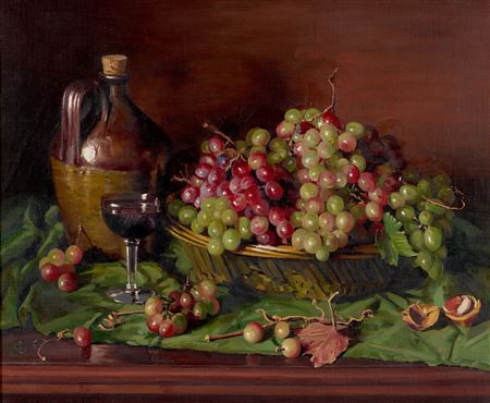 A Glass of Wine, Flagon and Grapes 1974