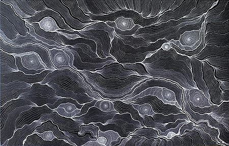 Sample artwork by Anna Price Petyarre (Born 1960 or 65), known for aboriginal body paint designs, batik work - View similar artists and auction records