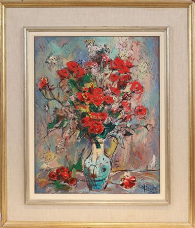 Bouquet of flowers with a jug