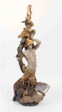 Important ornamental torch in ceramic representing the figure of Eurynome. by Georges Recipon - Auction record, sale price, and art valuation. Compare with similar artists and explore comparable artworks.