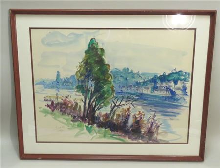 Landscape and village on the Oise river by Aime Henry Eon - Auction record, sale price, and art valuation. Compare with similar artists and explore comparable artworks.