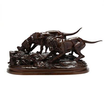 Two Hounds Hunting a Hare