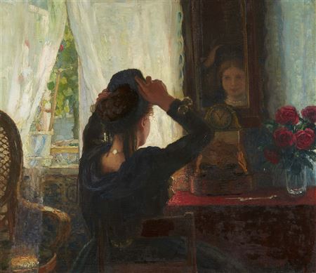 Friesian Bride at a Mirror by Otto Heinrich Engel - Auction record, sale price, and art valuation. Compare with similar artists and explore comparable artworks.