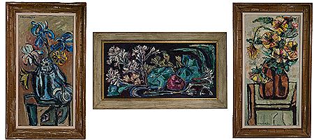 (3) Floral still life paintings