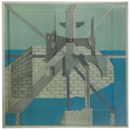 Surrealist depiction of architectural elements