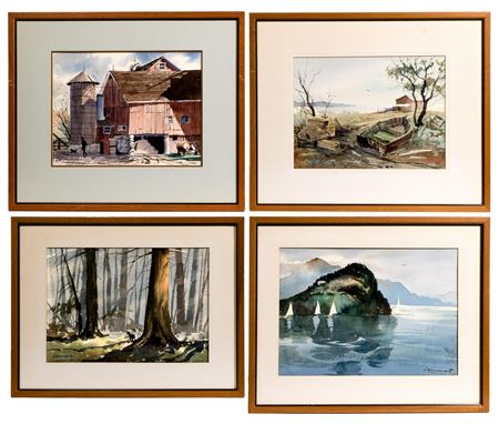 (4) paintings of outdoor subjects
