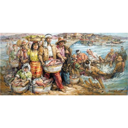 Biyaya Mula sa Dagat by Angel Cacnio - Auction record, sale price, and art valuation. Compare with similar artists and explore comparable artworks.