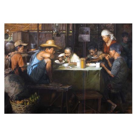 Sample artwork by Romulo Galicano (Born 1945), known for landscape and figure painting - View similar artists and auction records