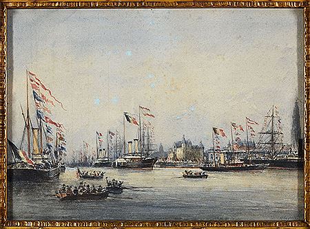 Naval parade for the inauguration of the new Scheldt quays