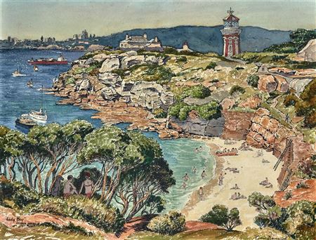 Lady Bay Beach at the Foot of Hornsby Lighthouse, South Head by Cedric Raymond Emanuel - Auction record, sale price, and art valuation. Compare with similar artists and explore comparable artworks.