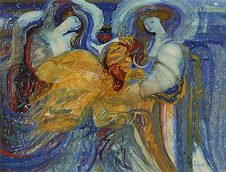 Women and Magic Rooster by Lopukhova Nadezhda Iosifovna - Auction record, sale price, and art valuation. Compare with similar artists and explore comparable artworks.