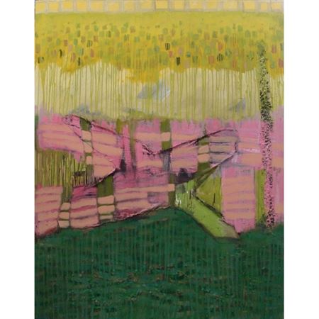 'Abstract in Green and Pink'