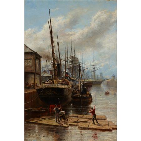 A BUSY HARBOUR SCENE by Robert Sanderson - Auction record, sale price, and art valuation. Compare with similar artists and explore comparable artworks.