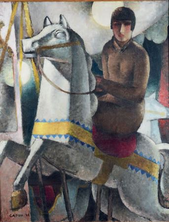 Rider with a wooden horse, 1925