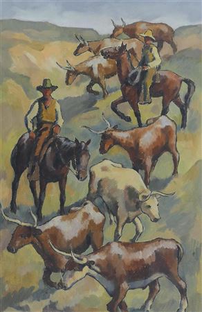 ''Longhorns'' (Mural Study)