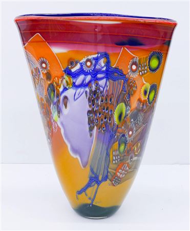 Large Aquarium Blown Glass Vase
