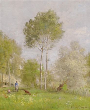 French Countryside Scene Oil on Canvas, 1944