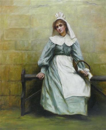 ''SEATED WOMAN WITH BASKET''