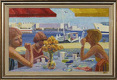 CAFE IN RHODES by Nigel McIsaac - Auction record, sale price, and art valuation. Compare with similar artists and explore comparable artworks.