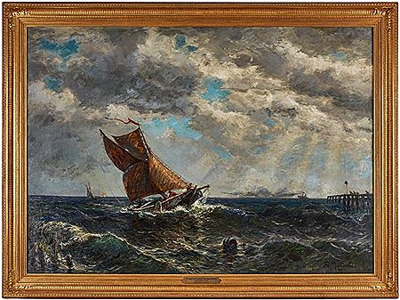 "Sailing ships in front of Ostend"