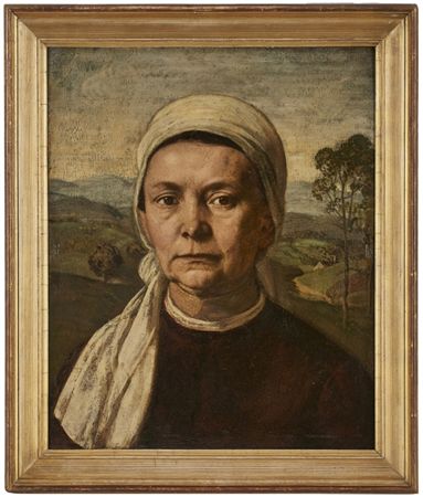 Portrait of Bertha Boehle (the artist's mother) in front of the Sexauer Valley near Emmendingen