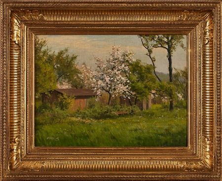 Blossoming Apple Tree in Taunus Landscape