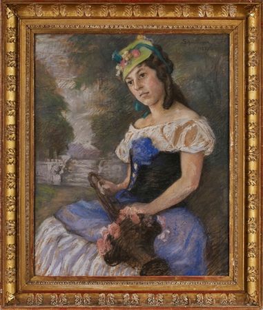 Seated Lady in Park Landscape