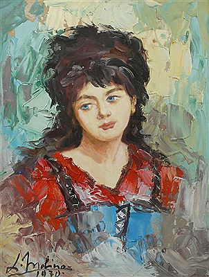 Portrait of a woman by Lucy Molinos - Auction record, sale price, and art valuation. Compare with similar artists and explore comparable artworks.
