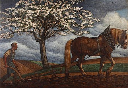 Plowing farmer