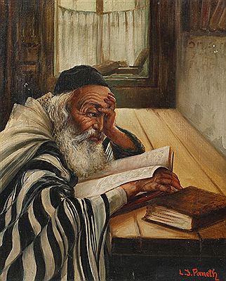 Sample artwork by Lasarre Yudovin Judavics-Paneth (1870 - 1912), known for portraits of scholarly men and farm scenes with poultry - View similar artists and auction records