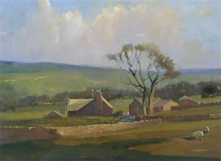Moorland view with cottage