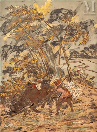 Sample artwork by Nguyen Duc Huyen (1915 - 1984), known for lacquer art - View similar artists and auction records