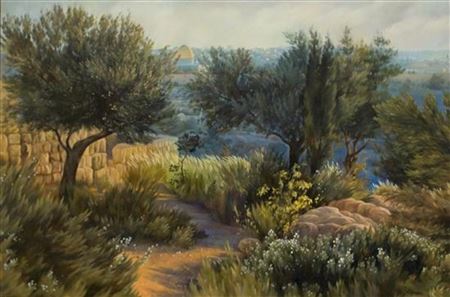 Olive trees overlooking Jerusalem