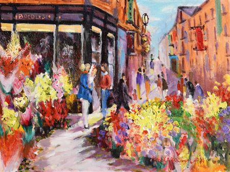 Flower Sellers at Boodles (2021) by Patrick O'Dwyer - Auction record, sale price, and art valuation. Compare with similar artists and explore comparable artworks.