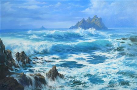 Mystic Seas, Skelligs by Annemarie Bourke - Auction record, sale price, and art valuation. Compare with similar artists and explore comparable artworks.