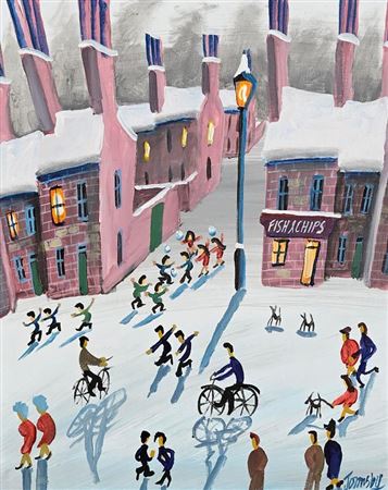 Fun in the Snow by John Ormsby - Auction record, sale price, and art valuation. Compare with similar artists and explore comparable artworks.