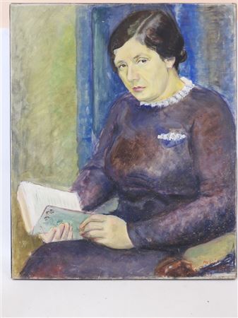 Portrait of a woman with a book